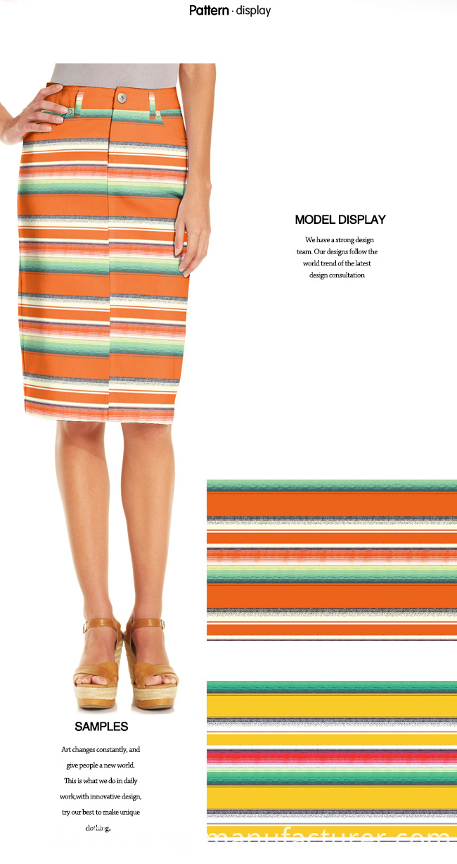 Stretchable Stripes Printed Dress/ Top/ Skirt Garment Fabric